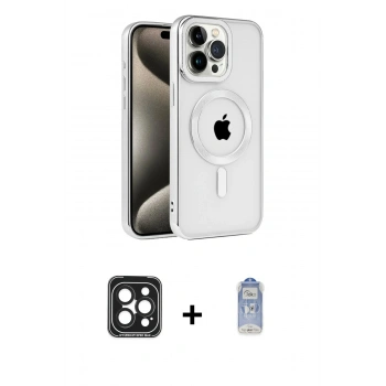 MARSİLYAN™- iPhone 15 Pro Max Kılıf Eksen Form Koleksiyonu - Siyah Joko Magic 5D Cam + PVD Metal Kamera Lens - SH