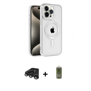 MARSİLYAN™- iPhone 15 Pro Max Kılıf Eksen Form Koleksiyonu - Siyah Joko Magic 5D Hayalet Cam + Raze Metal Kamera Lens - TMGI