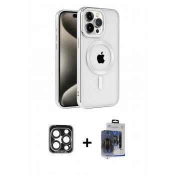 MARSİLYAN™- iPhone 15 Pro Max Kılıf Eksen Form Koleksiyonu - Siyah Vanessa Magic Cam + PVD Metal Kamera Lens - LT