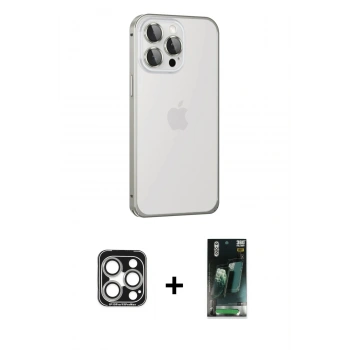 MARSİLYAN™- iPhone 15 Pro Max Kılıf Eksen Form Serisi - Siyah 360 Mat Full Body Arka Koruyucu + PVD Metal Kamera Lens - GS