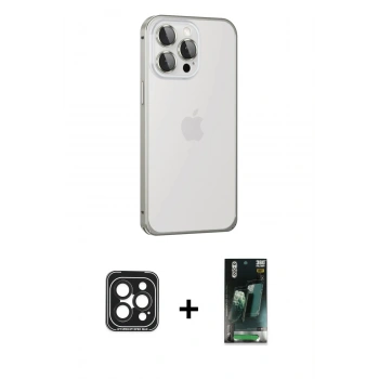 MARSİLYAN™- iPhone 15 Pro Max Kılıf Eksen Form Serisi - Siyah 360 Mat Full Body Arka Koruyucu + PVD Metal Kamera Lens - SH