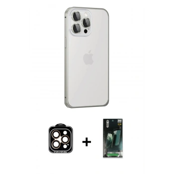 MARSİLYAN™- iPhone 15 Pro Max Kılıf Eksen Form Serisi - Siyah 360 Mat Full Body Arka Koruyucu + PVD Metal Kamera Lens - TU