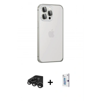 MARSİLYAN™- iPhone 15 Pro Max Kılıf Eksen Form Serisi - Siyah Bilvis 0.18mm Plus Cam Ekran Koruyucu + Raze Metal Kamera Lens - TMGI