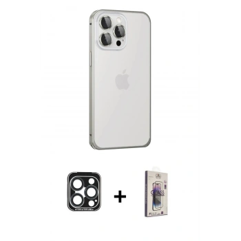 MARSİLYAN™- iPhone 15 Pro Max Kılıf Eksen Form Serisi - Siyah Bilvis 3D Cam Ekran Koruyucu + PVD Metal Kamera Lens - LT