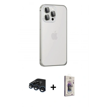 MARSİLYAN™- iPhone 15 Pro Max Kılıf Eksen Form Serisi - Siyah Bilvis 3D Cam Ekran Koruyucu + Raze Metal Kamera Lens - LT
