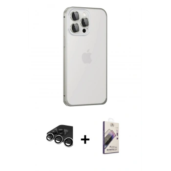 MARSİLYAN™- iPhone 15 Pro Max Kılıf Eksen Form Serisi - Siyah Bilvis 3D Mat Cam Ekran Koruyucu + Raze Metal Kamera Lens - GS