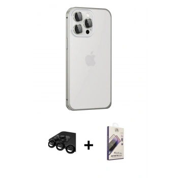 MARSİLYAN™- iPhone 15 Pro Max Kılıf Eksen Form Serisi - Siyah Bilvis 3D Mat Cam Ekran Koruyucu + Raze Metal Kamera Lens - SH