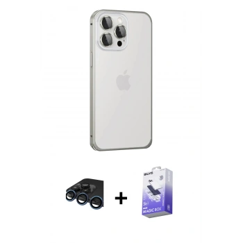 MARSİLYAN™- iPhone 15 Pro Max Kılıf Eksen Form Serisi - Siyah Bilvis 5in1 5D Magic Hayalet Cam Ekran Koruyucu + Raze Metal Kamera Lens - LT
