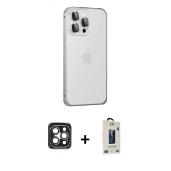 MARSİLYAN™- iPhone 15 Pro Max Kılıf Eksen Form Serisi - Siyah Bilvis Hayalet Cam Ekran Koruyucu + PVD Metal Kamera Lens - GI