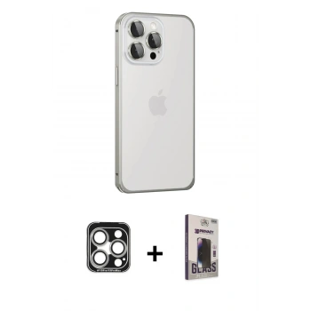 MARSİLYAN™- iPhone 15 Pro Max Kılıf Eksen Form Serisi - Siyah Bilvis Hayalet Cam Ekran Koruyucu + PVD Metal Kamera Lens - GS