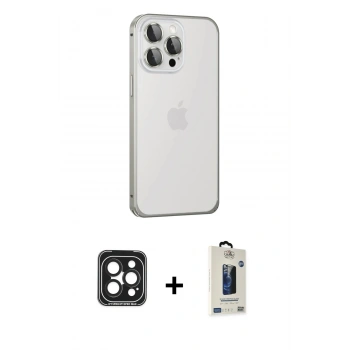 MARSİLYAN™- iPhone 15 Pro Max Kılıf Eksen Form Serisi - Siyah Bilvis Hayalet Cam Ekran Koruyucu + PVD Metal Kamera Lens - SH