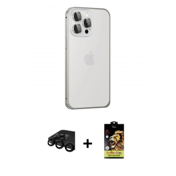 MARSİLYAN™- iPhone 15 Pro Max Kılıf Eksen Form Serisi - Siyah Buffer Cam Ekran Koruyucu + Raze Metal Kamera Lens - SH