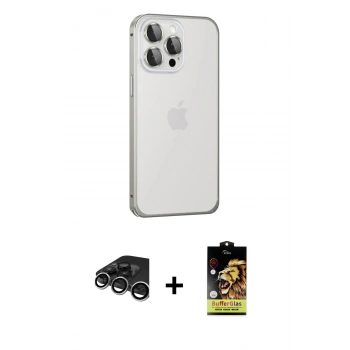 MARSİLYAN™- iPhone 15 Pro Max Kılıf Eksen Form Serisi - Siyah Buffer Cam Ekran Koruyucu + Raze Metal Kamera Lens - GS