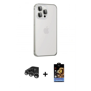 MARSİLYAN™- iPhone 15 Pro Max Kılıf Eksen Form Serisi - Siyah Buffer Hayalet Cam Ekran Koruyucu + Raze Metal Kamera Lens - GS