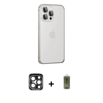 MARSİLYAN™- iPhone 15 Pro Max Kılıf Eksen Form Serisi - Siyah Joko Magic 5D Hayalet Cam + PVD Metal Kamera Lens - LT