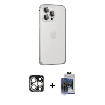 MARSİLYAN™- iPhone 15 Pro Max Kılıf Eksen Form Serisi - Siyah Vanessa Magic Cam + PVD Metal Kamera Lens - GS