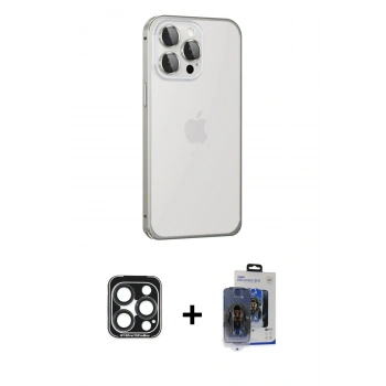 MARSİLYAN™- iPhone 15 Pro Max Kılıf Eksen Form Serisi - Siyah Vanessa Magic Cam + PVD Metal Kamera Lens - LT