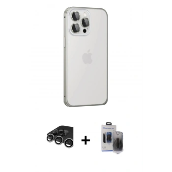 MARSİLYAN™- iPhone 15 Pro Max Kılıf Eksen Form Serisi - Siyah Vanessa Magic Hayalet Cam + Raze Metal Kamera Lens - GS
