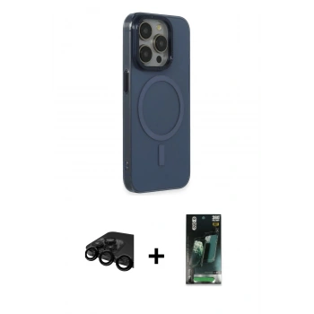MARSİLYAN™- iPhone 15 Pro Max Kılıf Eksen Işık Prime - Şeffaf 360 Full Body Arka Koruyucu + Raze Metal Kamera Lens - SH