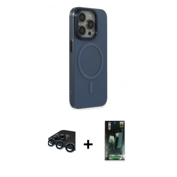 MARSİLYAN™- iPhone 15 Pro Max Kılıf Eksen Işık Prime - Siyah 360 Mat Full Body Arka Koruyucu + Raze Metal Kamera Lens - LT