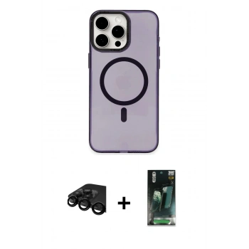 MARSİLYAN™- iPhone 15 Pro Max Kılıf Eksen Işık Prime - Siyah 360 Mat Full Body Arka Koruyucu + Raze Metal Kamera Lens - SH