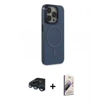 MARSİLYAN™- iPhone 15 Pro Max Kılıf Eksen Işık Prime - Siyah Bilvis 3D Mat Cam Ekran Koruyucu + Raze Metal Kamera Lens - LT