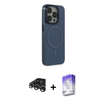 MARSİLYAN™- iPhone 15 Pro Max Kılıf Eksen Işık Prime - Siyah Bilvis 5in1 3D Magic Cam Ekran Koruyucu + Raze Metal Kamera Lens - GS