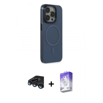 MARSİLYAN™- iPhone 15 Pro Max Kılıf Eksen Işık Prime - Siyah Bilvis 5in1 3D Magic Cam Ekran Koruyucu + Raze Metal Kamera Lens - LT