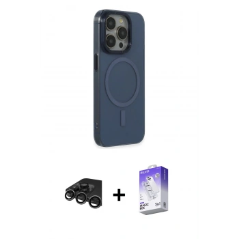 MARSİLYAN™- iPhone 15 Pro Max Kılıf Eksen Işık Prime - Siyah Bilvis 5in1 3D Magic Cam Ekran Koruyucu + Raze Metal Kamera Lens - TMGI