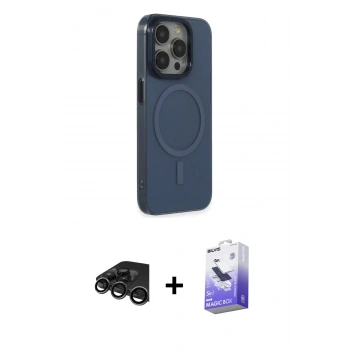 MARSİLYAN™- iPhone 15 Pro Max Kılıf Eksen Işık Prime - Siyah Bilvis 5in1 5D Magic Hayalet Cam Ekran Koruyucu + Raze Metal Kamera Lens - TMGI