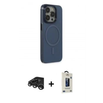 MARSİLYAN™- iPhone 15 Pro Max Kılıf Eksen Işık Prime - Siyah Bilvis Hayalet Cam Ekran Koruyucu + Raze Metal Kamera Lens - TMGI