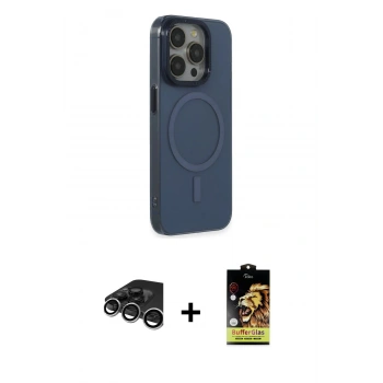 MARSİLYAN™- iPhone 15 Pro Max Kılıf Eksen Işık Prime - Siyah Buffer Cam Ekran Koruyucu + Raze Metal Kamera Lens - GS