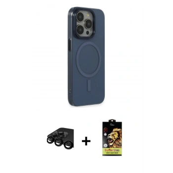 MARSİLYAN™- iPhone 15 Pro Max Kılıf Eksen Işık Prime - Siyah Buffer Cam Ekran Koruyucu + Raze Metal Kamera Lens - SH