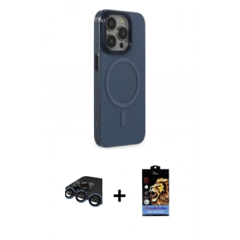 MARSİLYAN™- iPhone 15 Pro Max Kılıf Eksen Işık Prime - Siyah Buffer Hayalet Cam Ekran Koruyucu + Raze Metal Kamera Lens - LT