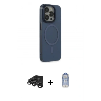 MARSİLYAN™- iPhone 15 Pro Max Kılıf Eksen Işık Prime - Siyah Joko Magic 5D Cam + Raze Metal Kamera Lens - TMGI