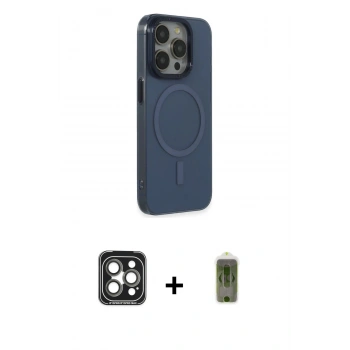 MARSİLYAN™- iPhone 15 Pro Max Kılıf Eksen Işık Prime - Siyah Joko Magic 5D Hayalet Cam + PVD Metal Kamera Lens - GI