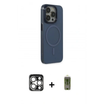 MARSİLYAN™- iPhone 15 Pro Max Kılıf Eksen Işık Prime - Siyah Joko Magic 5D Hayalet Cam + PVD Metal Kamera Lens - GS