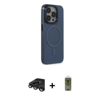 MARSİLYAN™- iPhone 15 Pro Max Kılıf Eksen Işık Prime - Siyah Joko Magic 5D Hayalet Cam + Raze Metal Kamera Lens - TMGI