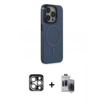 MARSİLYAN™- iPhone 15 Pro Max Kılıf Eksen Işık Prime - Siyah Vanessa Magic Hayalet Cam + PVD Metal Kamera Lens - GS