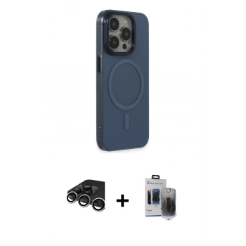 MARSİLYAN™- iPhone 15 Pro Max Kılıf Eksen Işık Prime - Siyah Vanessa Magic Hayalet Cam + Raze Metal Kamera Lens - GS