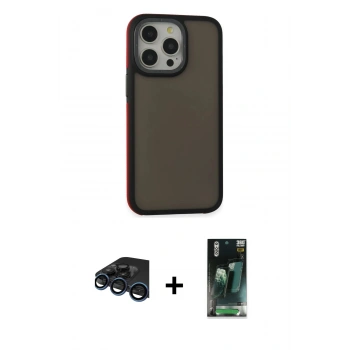 MARSİLYAN™- iPhone 15 Pro Max Kılıf Eksen Işık - Şeffaf 360 Full Body Arka Koruyucu + Raze Metal Kamera Lens - LT