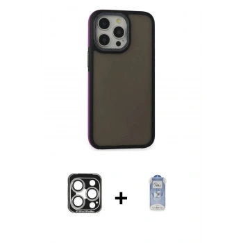 MARSİLYAN™- iPhone 15 Pro Max Kılıf Eksen Işık - Siyah Joko Magic 5D Cam + PVD Metal Kamera Lens - GS