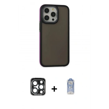 MARSİLYAN™- iPhone 15 Pro Max Kılıf Eksen Işık - Siyah Joko Magic 5D Cam + PVD Metal Kamera Lens - LT