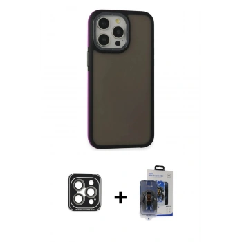 MARSİLYAN™- iPhone 15 Pro Max Kılıf Eksen Işık - Siyah Vanessa Magic Cam + PVD Metal Kamera Lens - GI