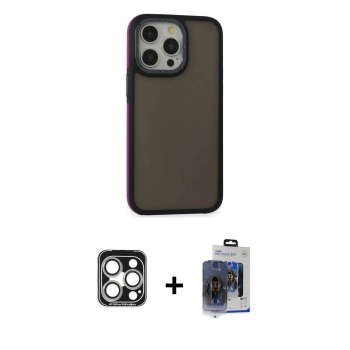 MARSİLYAN™- iPhone 15 Pro Max Kılıf Eksen Işık - Siyah Vanessa Magic Cam + PVD Metal Kamera Lens - GS
