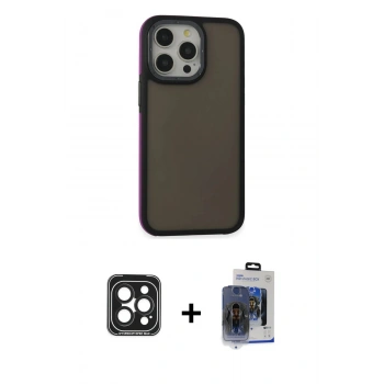 MARSİLYAN™- iPhone 15 Pro Max Kılıf Eksen Işık - Siyah Vanessa Magic Cam + PVD Metal Kamera Lens - SH