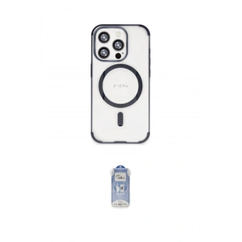 MARSİLYAN™- iPhone 15 Pro Max Kılıf Eksen Klasik Koleksiyonu - Siyah Joko Magic 5D Cam