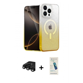 MARSİLYAN™- iPhone 15 Pro Max Kılıf Eksen Minimal Özel Seri - Şeffaf Pasifik Cam Ekran Koruyucu + Raze Metal Kamera Lens - SH