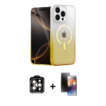 MARSİLYAN™- iPhone 15 Pro Max Kılıf Eksen Minimal Özel Seri - Siyah 3D Antistatik Mat Seramik Nano Ekran Koruyucu + PVD Metal Kamera Lens - TU