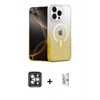 MARSİLYAN™- iPhone 15 Pro Max Kılıf Eksen Minimal Özel Seri - Siyah Bilvis 0.18mm Plus Cam Ekran Koruyucu + PVD Metal Kamera Lens - GI